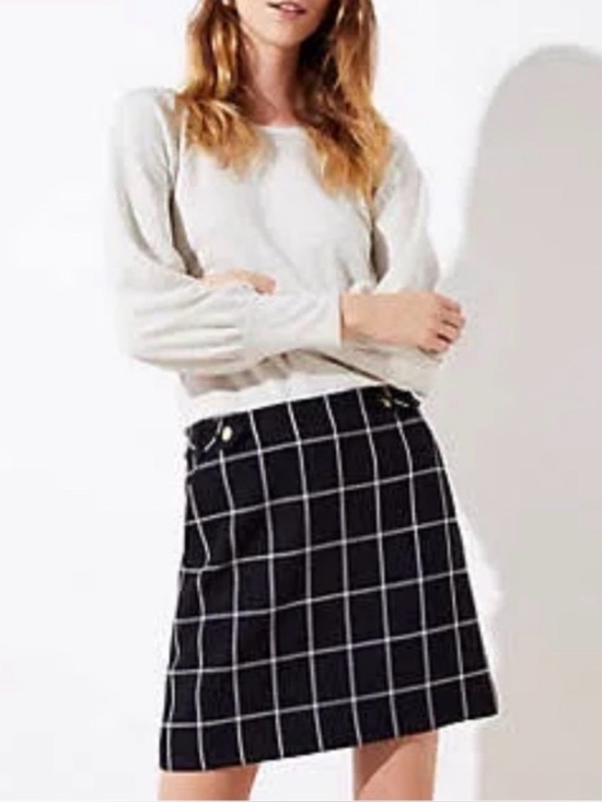 LOFT Dresses & Skirts - Loft Black & White Plaid Mini Skirt Office Corporate Lined Women’s Sz 16 NWT